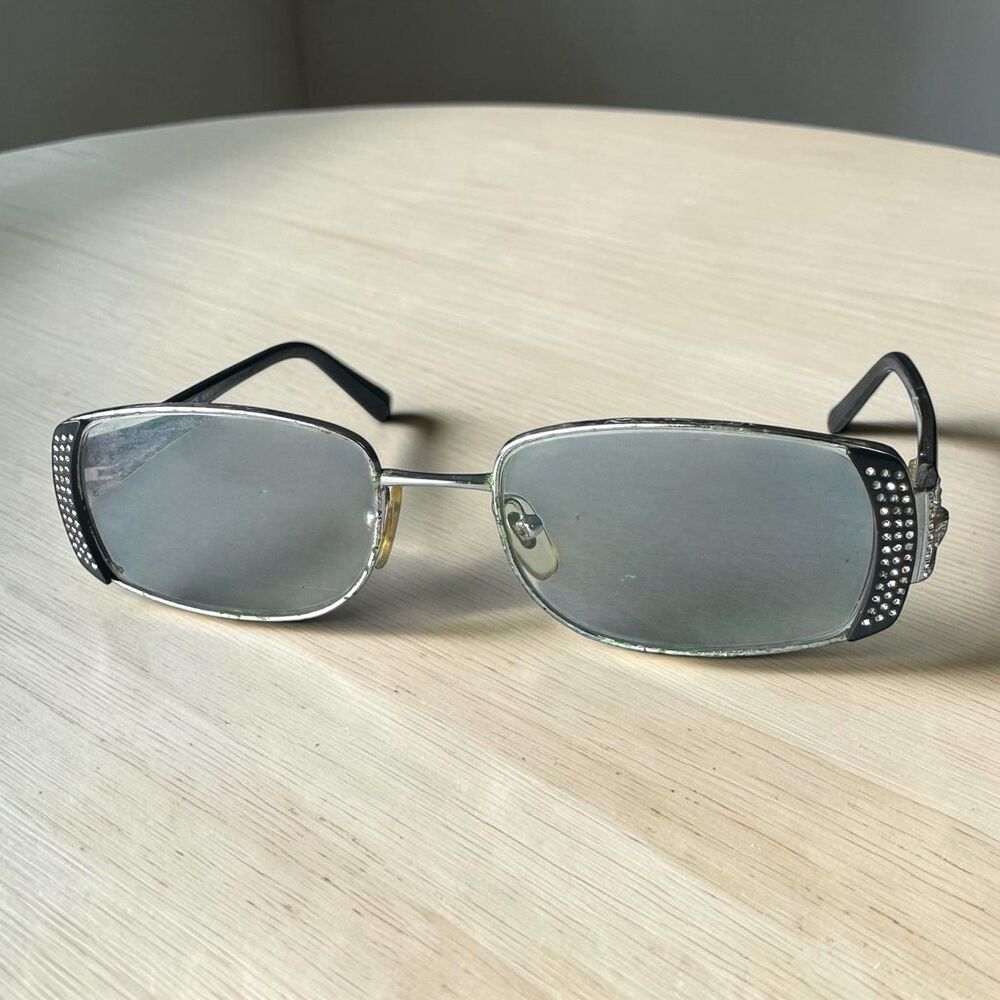 Versace MOD 1079-B 1143 Eyeglasses 50-17-130 Gunmetal Rhinestones FRAMES ONLY